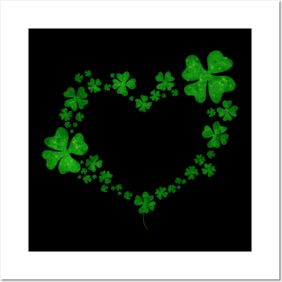 St. Patrick's Day Heart Shaped Clover Design Posters and Art